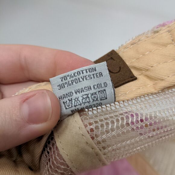 C.C. Womens Strapback Mesh Back Hat Pink Adjustable Distressed - Picture 12 of 12